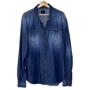 SISLEY  LONG SLEEVE  MEN'S DENIM SHIRT‎ SIZE XXL